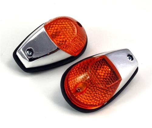 Chrome body amber lens motorcycle signal flush fairing indicator