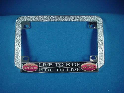 Moto guzzi chrome motorcycle license plate frame live to ride + key chain