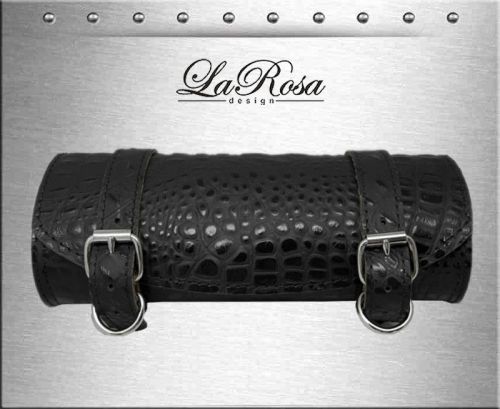 Larosa black gator emboss leather harley softail dyna sportster front tool bag