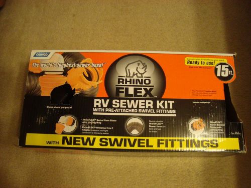 Camco rhino flex rv sewer kit with pre-attached swivel fittings 15&#039;