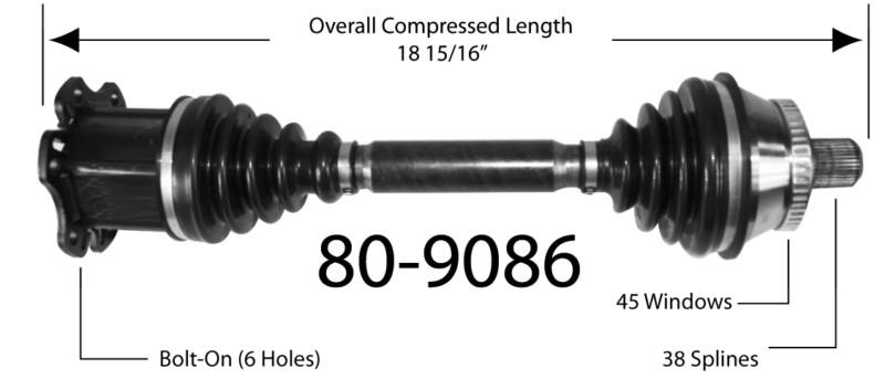 Empi 80-9086 new constant velocity premium cv half shaft drive axle assembly