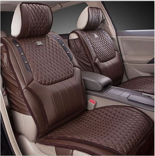 5 seat full surround ice silk leather car seat cushion cover for all car brown