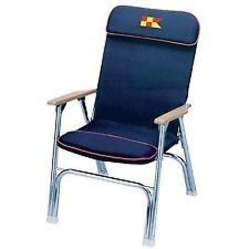Garelick 35029 padded folding deck chair 24&#034; high frame seat navy boat marine lc