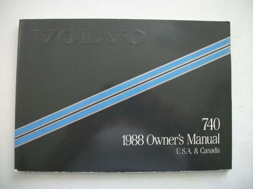 Volvo 740 owner&#039;s manual 1988. good cond. clear no owner info.