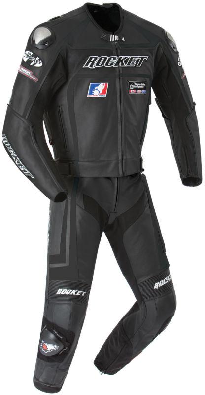 Joe rocket speedmaster 5.0 black leather 2 piece motorcycle suit size 52