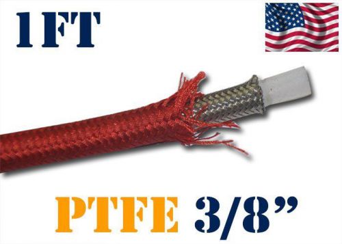 3/8&#034; 10mm nylon stainless steel braided ptfe teflon fuel water oil hose 1ft red
