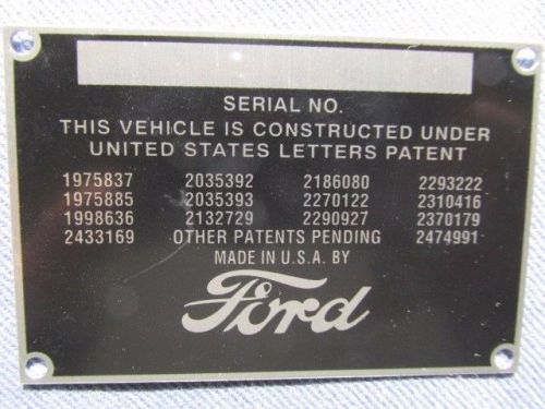 Ford data plate serial number id tag vin