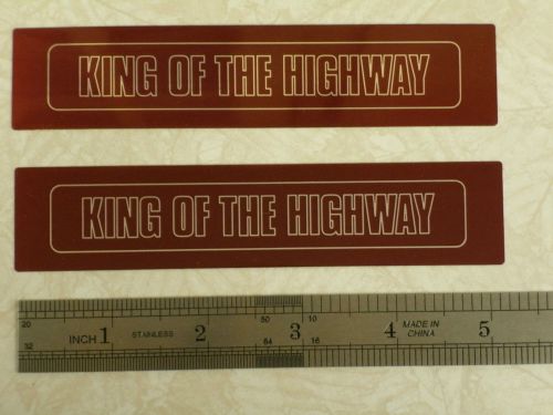 1 pair harley-davidson nos red &#034;king of the highway&#034; saddlebag decals flh