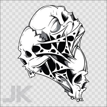 Decal sticker skull skulls 3 heads 0500 abf96
