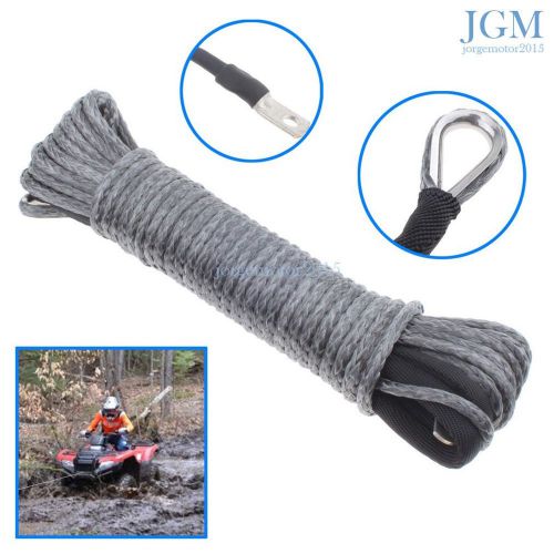 1/4&#034;x 50&#039; gray synthetic fiber winch line cable rope 6600+ lbs car atv utv