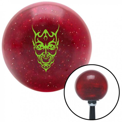 Green abstract devil face red metal flake shift knob with 16mm x 1.5 insert