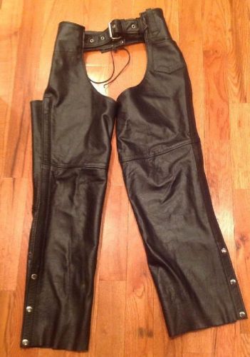 Unik leather apparel unisex black leather motorcycle chaps small