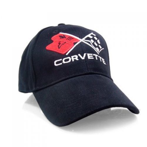 Chevrolet corvette c3 cross flags black baseball cap