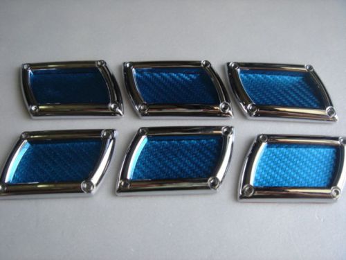 Car hood fender bumper decoration decal chrome blue carbon x 6 pieces