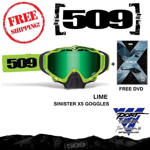 509 sinister x5 lime green mirror yellow tint lens and free dvd 509-x5gog-15-li