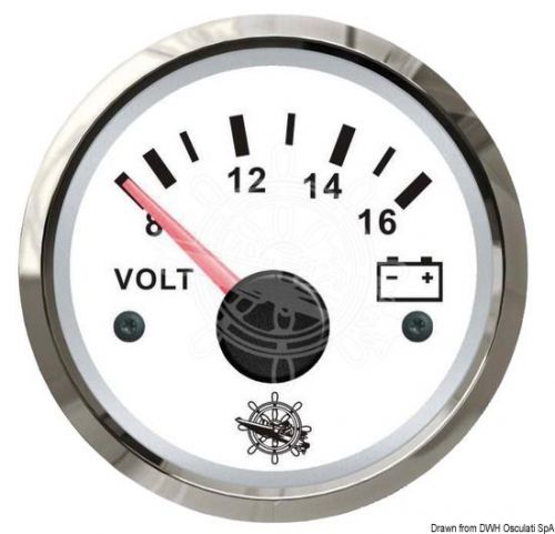 Osculati voltmeter gauge 52mm 2&#034; 8-16v white/glossy 12v