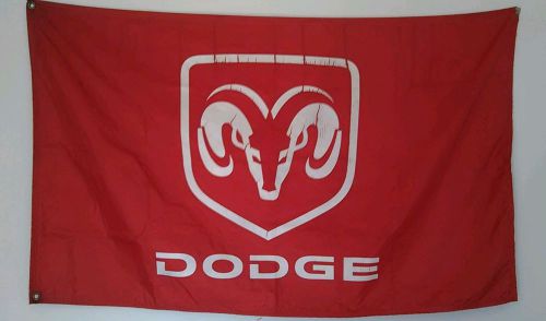Dodge ram heavy duty banner 3 x 5 ft&#039; red &amp; white ram head white &#034;dodge&#034;