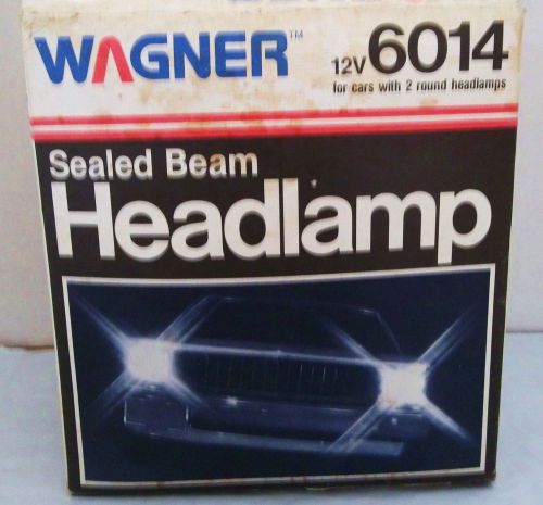 Wagner 12v sealed beam headlamps, #6014 for cars with 2 round headlamps, nos