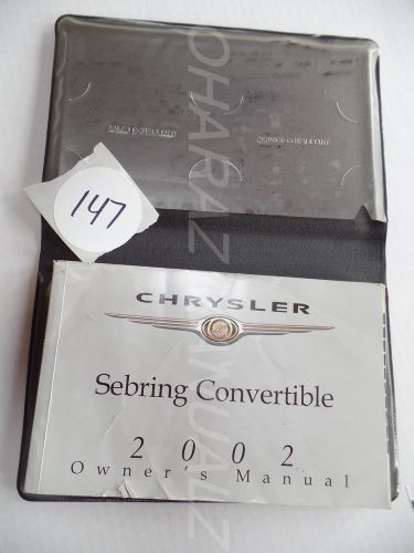 2002 chrysler sebring convertible owner owners owner&#039;s manual w/ case
