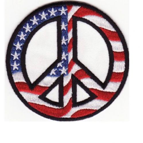 Embroidered motorcycle patches- american flag peace round patch *