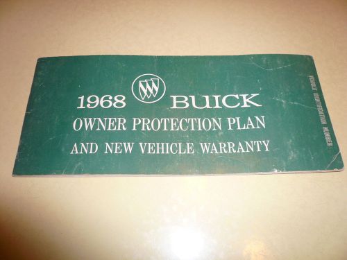 1968 buick owner protection plan &amp; new vehicle warranty - vintage - glove box