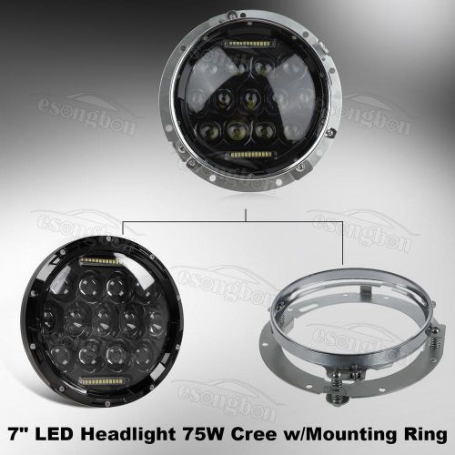 1x 7inch led headlight daymaker 75w cree light mounting bracket ring for harley