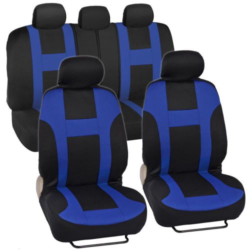 Blue monaco racing stripe car seat covers auto