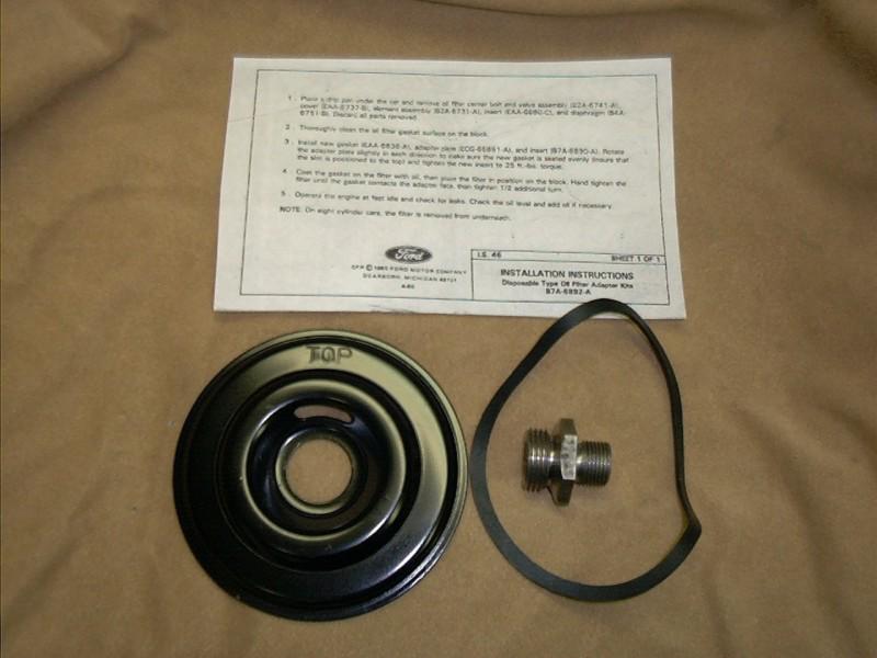 1954-1957 ford,thunderbird,mercury nos spin on,disposable oil filter adapter kit