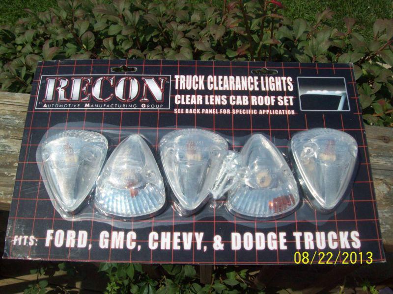 Recon truck clearance lights clear lens cab roof set
