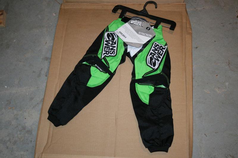 New answer syncron youth motocross racing pants size y18 dirtbike race green