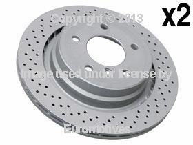Bmw e36 m3 z3m brake disc rear cross drilled (x2 rotors) braking rotor discs