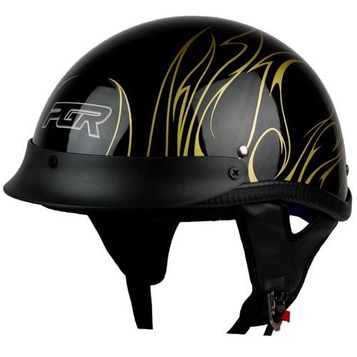 L xl xxl ~ pgr b31 convict black gold motorcycle dot half helmet hd oc sportster