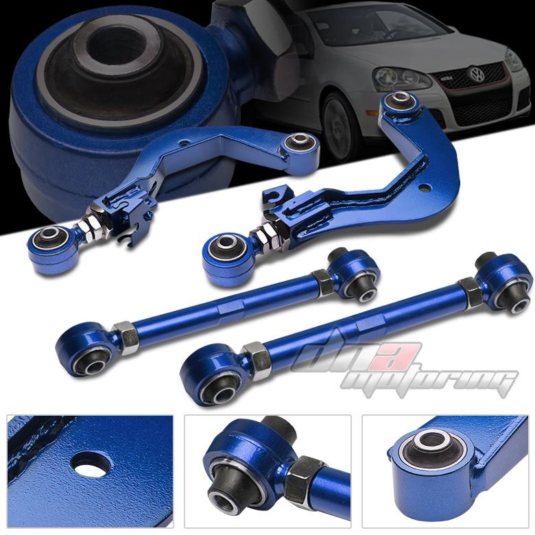 03-12 vw golf mk5/mk6/gti blue rear camber+toe control arm/rod suspension kit