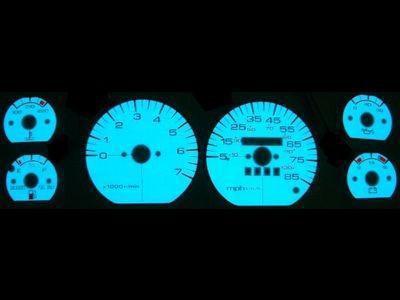 Jeep cherokee xj white face glow gauges 1991 1992 1993 1994 1995 1996 mph kmh