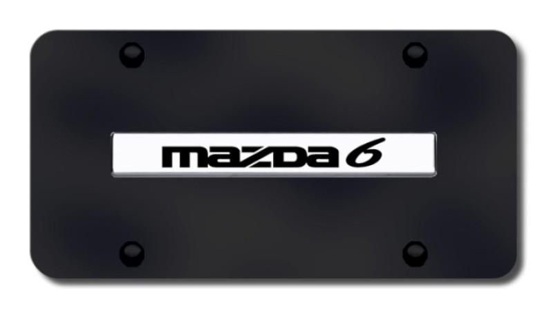 Mazda 6 name chrome on black license plate made in usa genuine