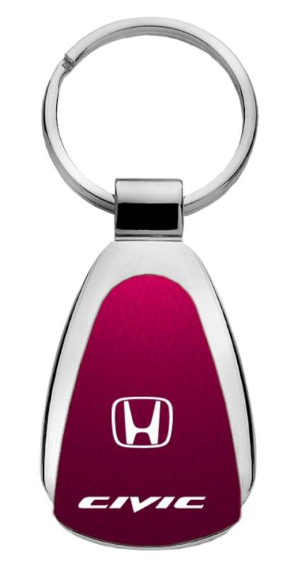Honda civic burgundy teardrop keychain / key fob engraved in usa genuine