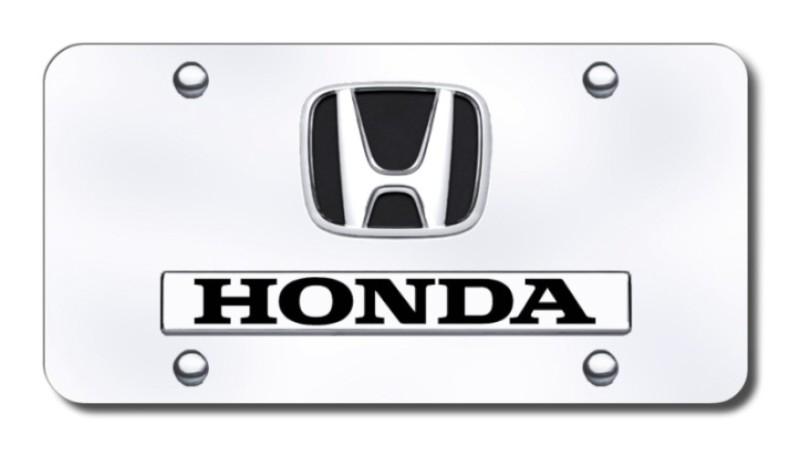 Honda dual honda chrome on chrome license plate made in usa genuine