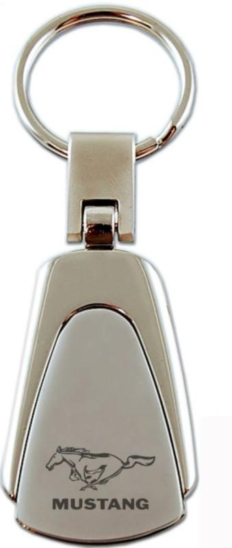 Ford mustang chrome teardrop keychain / key fob engraved in usa genuine
