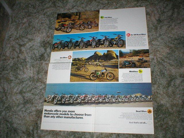 1973 honda full line cycle sales brochure all models foldout 8 pages