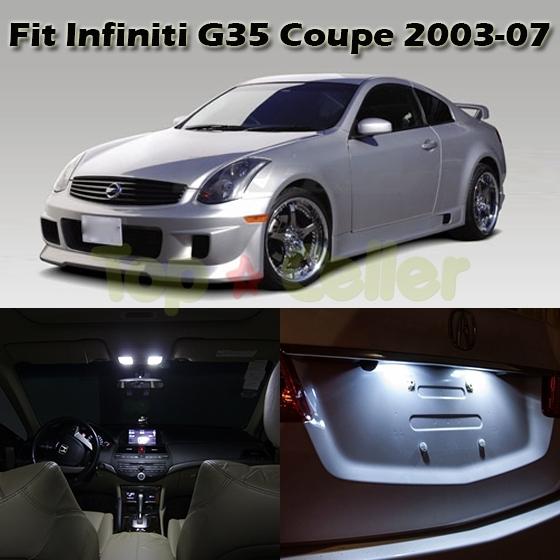 7 x white led lights interior package deal for 2003-2007 infiniti g35 coupe