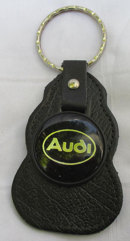 Audi (2)  car logo black large leather key chain ring fob 