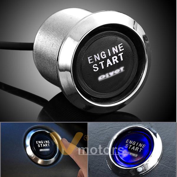 12v blue led background light illuminate car engine push start button switch kit
