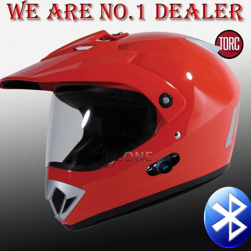 Torc t37 red dual sports adventure bluetooth motorcycle helmet dirt street bike 