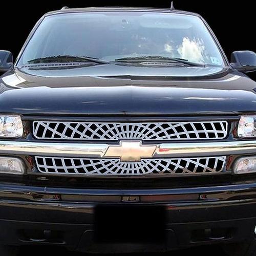 Chevy tahoe 00-06 spider web polished stainless truck grill insert add-on trim