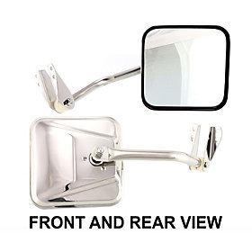Chrome manual side view door mirror assembly passenger's right manual fold
