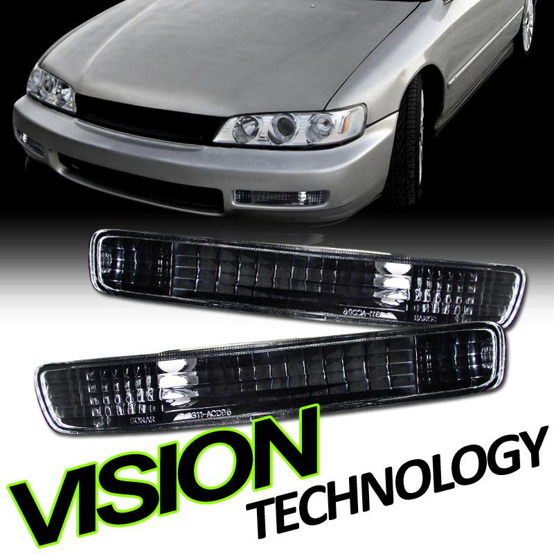 96-97 accord coupe/sedan/wagon jdm black front bumper turn signal lights lamps