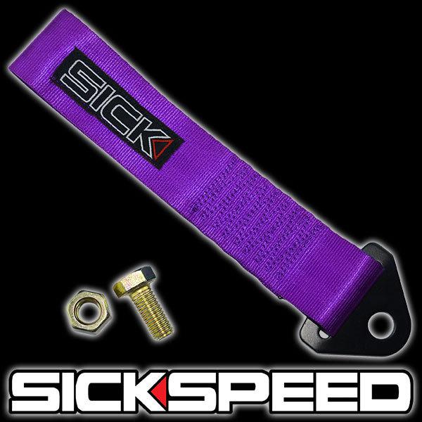 Purple high strength racing tow strap set for front/rear bumper hook truck/suv i