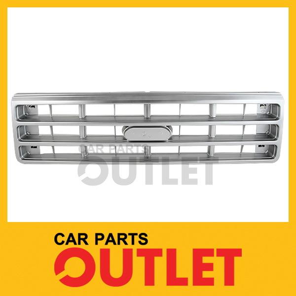 89-91 ford f150 f250 f350 silver gray bar grille grill assembly painted frame