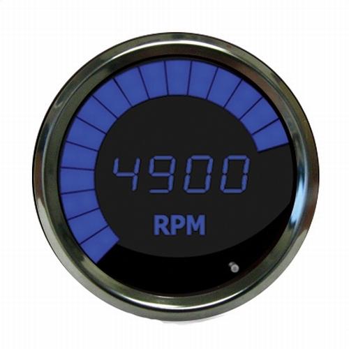 Digital tachometer with led sweep blue / chrome bezel intellitronix ms9001-b usa