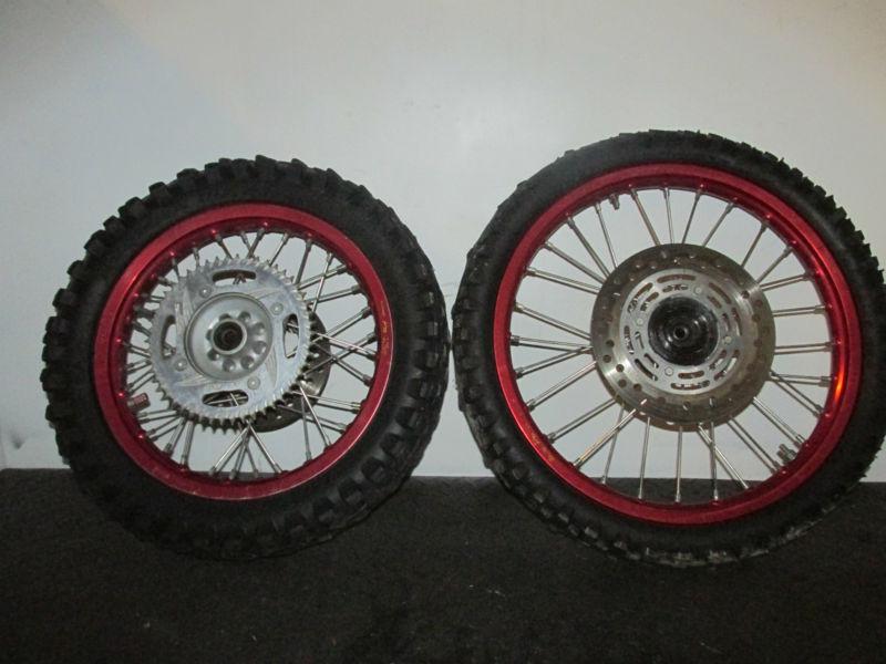 2004 cr85 cr 85 80 85r 80r red pro wheel 14/17 rim hubs tires rotors set 